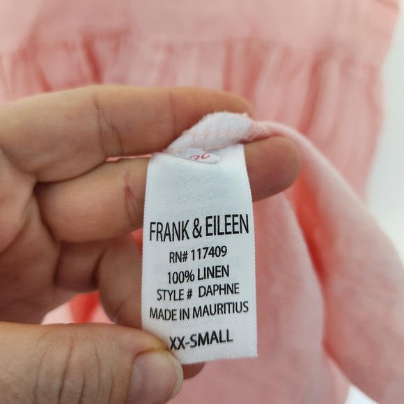 Frank & Eileen Daphne Linen Dress XXS Pink Sleeveless Midi Casual Collared - Picture 5 of 9